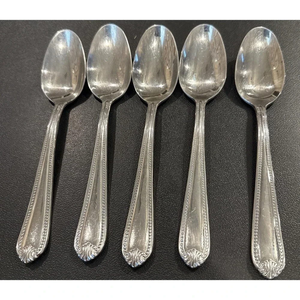 Lenox Bead Plume Glossy Soup Spoons Spoon Set Of 5 Stainless Flatware